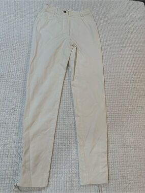 Authentic CHANEL Vintage 97C Cruise White Lace-Up Ankle Pants - FR 36
